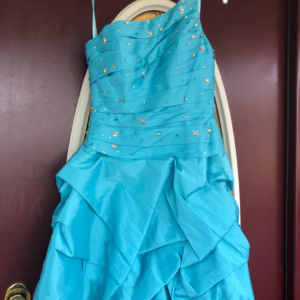 Mori Lee Formal Dress Sz 7-8 turquoise junior